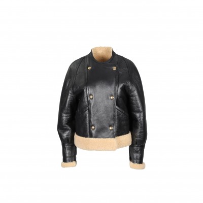 CELINE BLACK SHEARLING AND LEATHER JACKET FR CELINE BLACK SHEARLING AND LEATHER JACKET FR